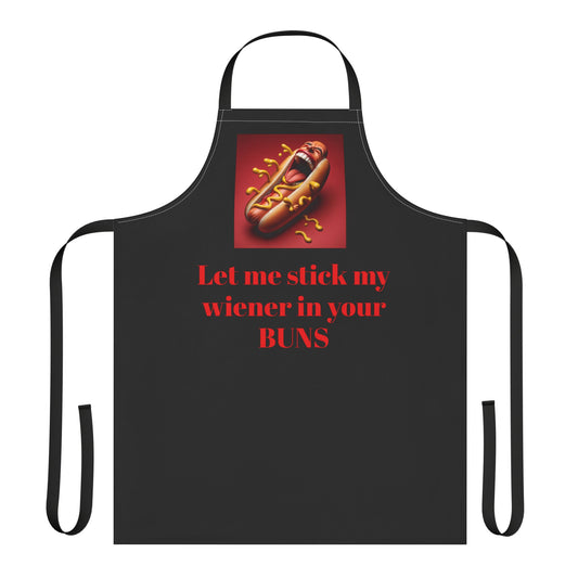 Funny Cooking Apron with 5-Color Straps - Let Me Stick My Wiener in Your Buns!